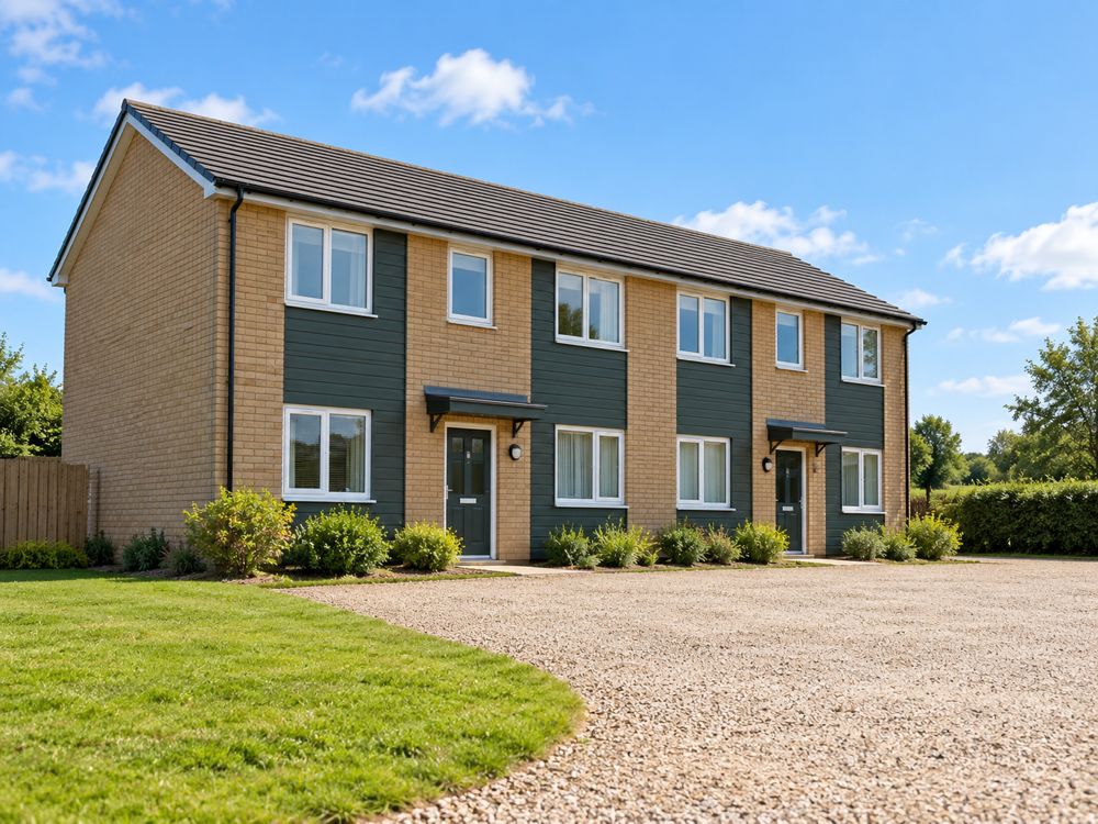 Two-storey brick building containing flats to rent