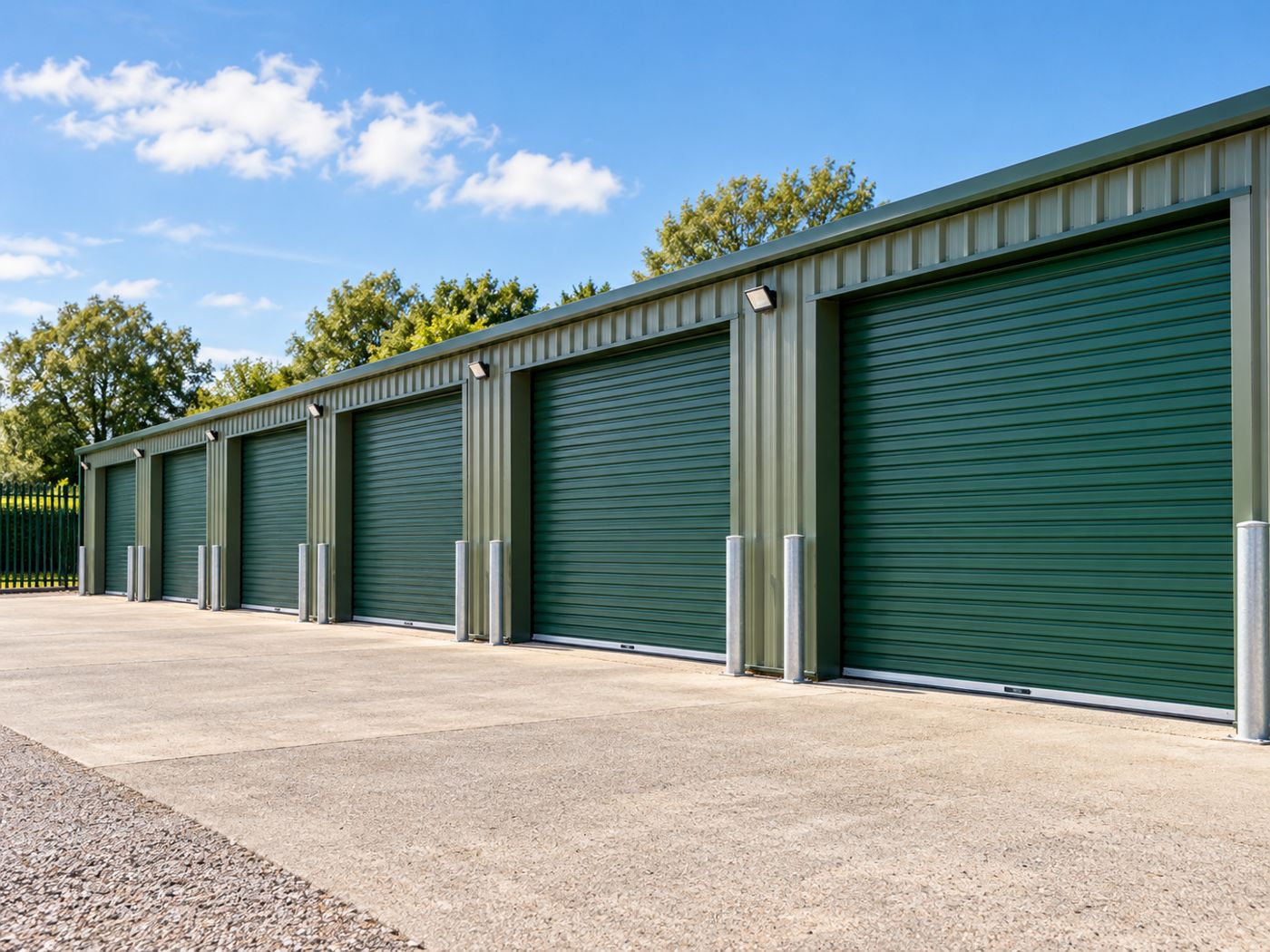 Green industrial units with roller doors